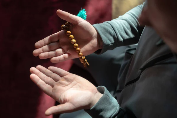 Muslim prayer inside the mosque in namaz worship Allah — Stock Photo, Image