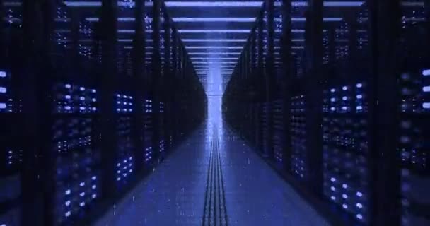 Data Center Stelaże komputerowe w kryptowaluta kryptowaluta serwera bezpieczeństwa sieci — Wideo stockowe