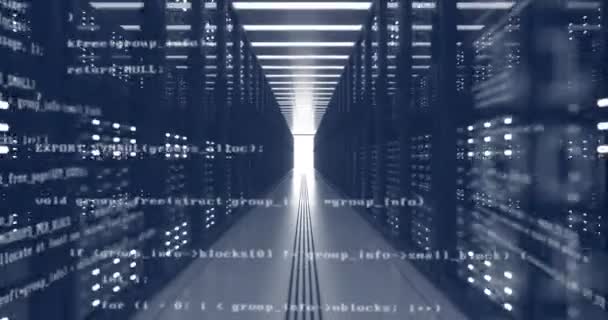 Data Center Computer Racks Di Ruang Server Keamanan Jaringan Cryptocurrency Pertambangan — Stok Video