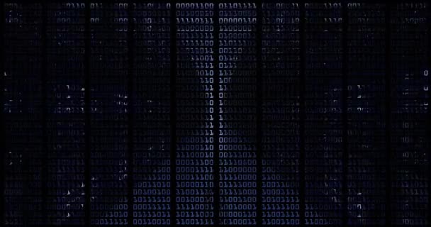 Bastidores de computadora del centro de datos en la sala de servidores de seguridad de red Criptomoneda Minería — Vídeo de stock