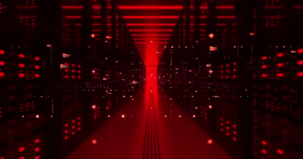 Datacenter Computer Racks In Network Security Server Room Cryptogeld Mijnbouw — Stockvideo