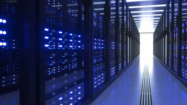 Datacenter Datorställ I Network Security Server Room Cryptocurrency Gruvdrift — Stockfoto