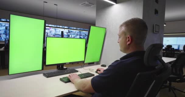 Control Center Chroma Bildschirm Und Sicherheit — Stockvideo