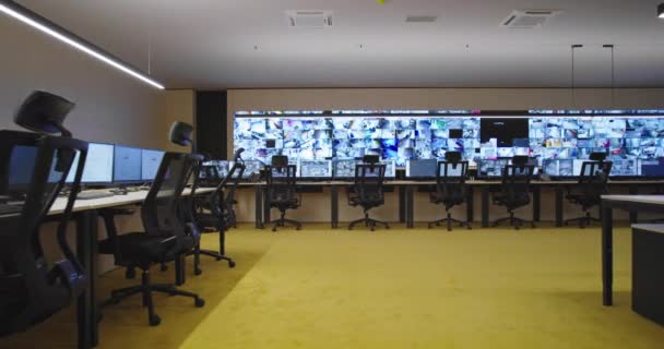 Modern Facility Security Surveillance Center Many Monitors Cctv Cameras Concept — Stock Video