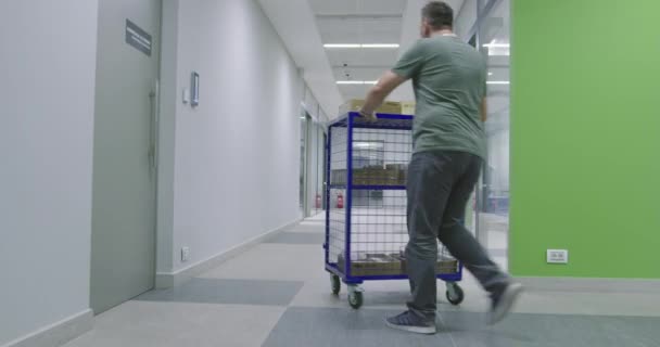 Hombre Transportando Dinero Caja Fuerte Banco Protección Del Dinero Concepto — Vídeo de stock