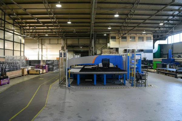 Modern Ipari Gyár Gépészeti Berendezések Gépek Gyártására Egy Gyártócsarnok Kiváló — Stock Fotó