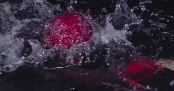 Пловца Триатлона Экстремальная Тренировка Тёмную Ночь Гидрокостюме Понятие Силы Выносливости — стоковое видео