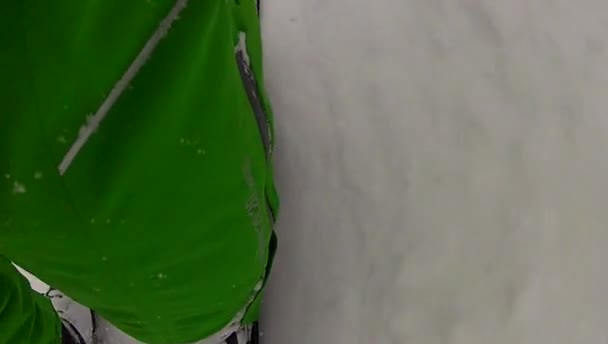 Ski sport man afdaling op winter met slow motion — Stockvideo