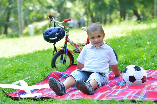 Boy with airpane — Stock Photo, Image