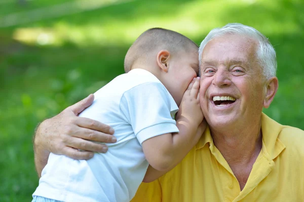 Mutlu büyükbaba ve çocuk parkı — Stok fotoğraf