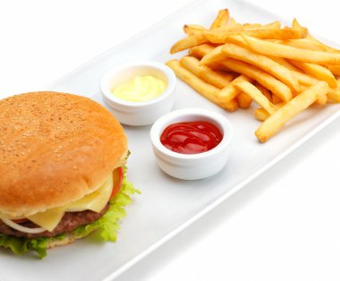 Fast food hamburger.