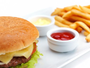 Fast food hamburger.