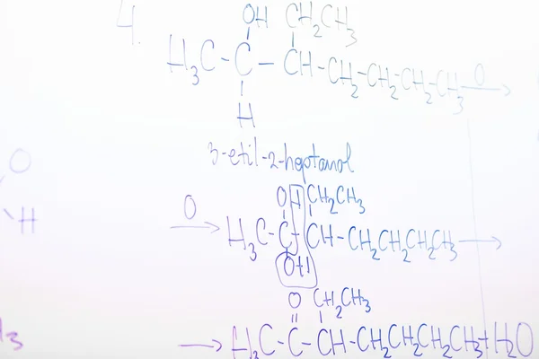 Chemical molecule structure on white board — Stock Photo, Image