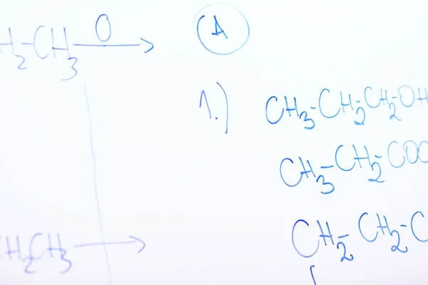 Chemical molecule structure on white board — Stock Photo, Image