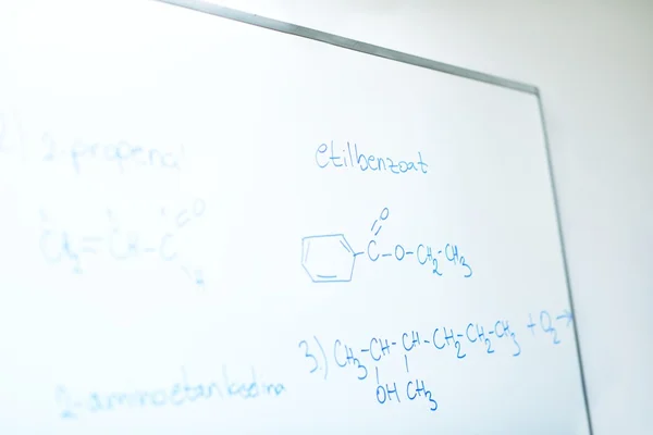 Chemical molecule structure on white board — Stock Photo, Image