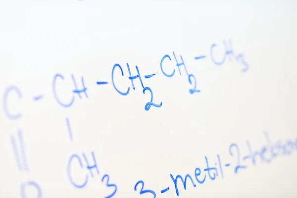 Chemical molecule structure on white board — Stock Photo, Image