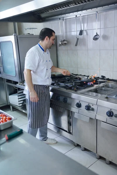 Bello Chef Vestito Bianco Cucina Uniforme Cucina — Foto Stock