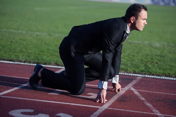 Business man ready to sprint — Stock Photo, Image