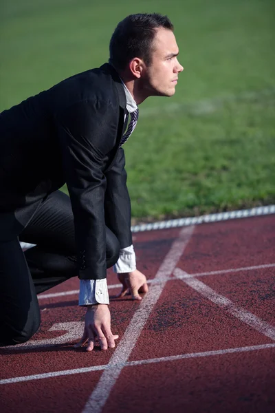 Business man ready to sprint — Stock Photo, Image