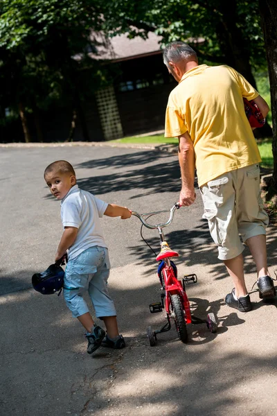 Heureux Grand Père Enfant Amusez Vous Jouer Dans Parc Sur — Photo