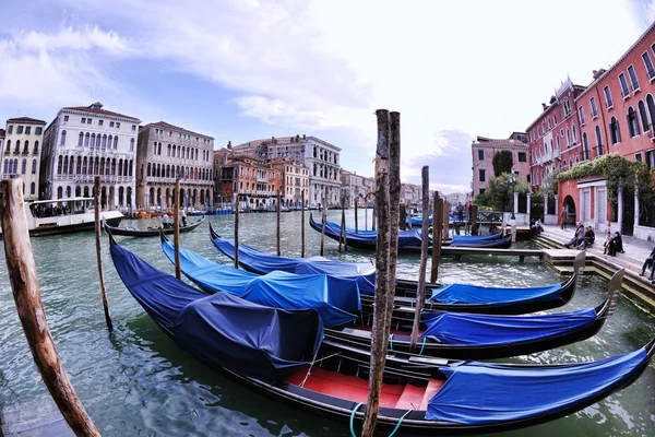 Venecia Italia vista con góndolas — Foto de Stock