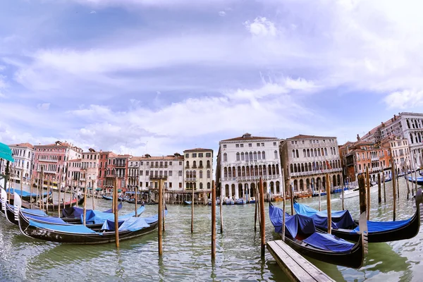 Venetië Italië weergave met gondels — Stockfoto