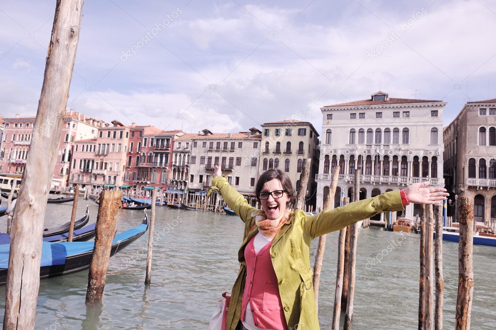 Beautiful woman in Venice