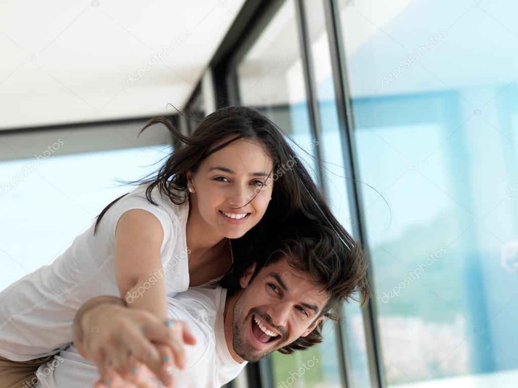 Relaxed young couple at home