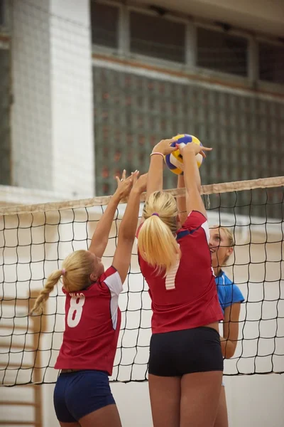 Junge schöne Mädchen spielen Volleyball — Stockfoto