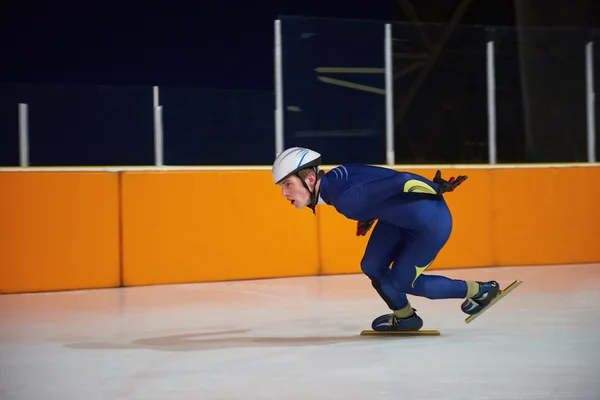 Esporte Patinação Velocidade Com Jovem Atleta — Fotografia de Stock