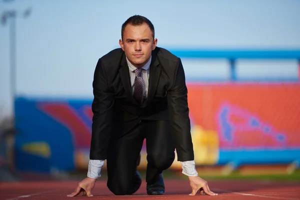 Business man ready to sprint — Stock Photo, Image