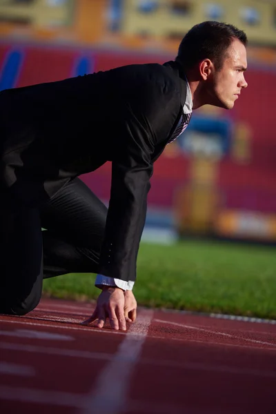Homem de negócios pronto para correr — Fotografia de Stock