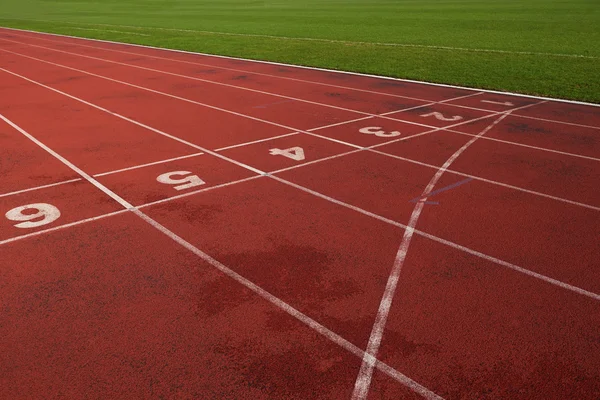 Atletische track in het stadion — Stockfoto