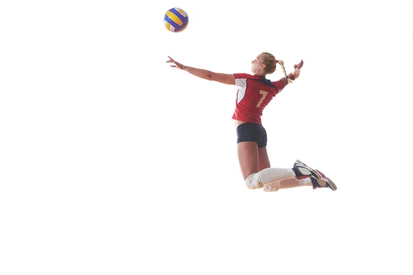 Pallavolo donna salto e calcio palla — Foto Stock