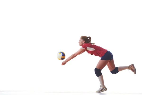 Volleyball woman jump and kick ball — Stock Photo, Image