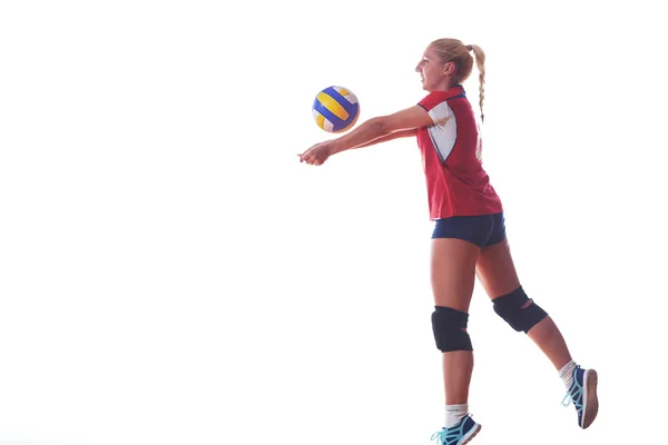 Voleibol mujer salto y patada pelota —  Fotos de Stock