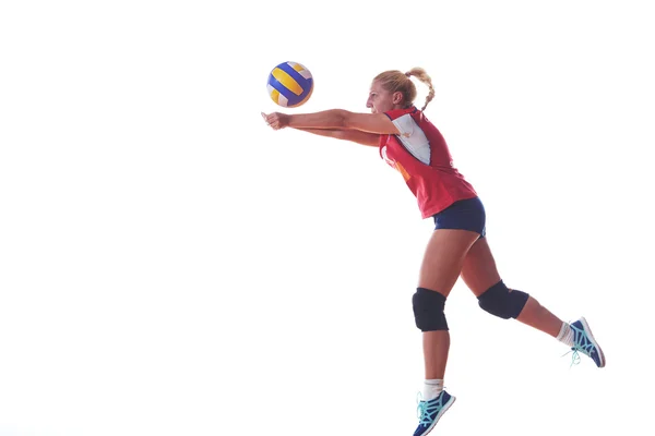 Voleibol mujer salto y patada pelota —  Fotos de Stock