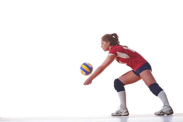 Voleibol mujer salto y patada pelota —  Fotos de Stock