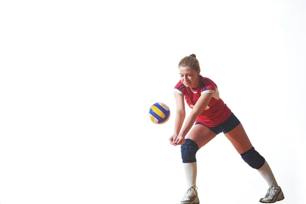 Volleybal vrouw springen en schop bal — Stockfoto