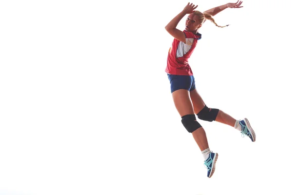 Voleibol mujer salto y patada pelota —  Fotos de Stock