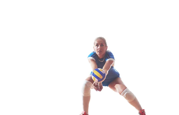 Voleibol mujer salto y patada pelota —  Fotos de Stock