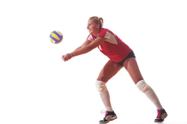 Voleibol mujer salto y patada pelota —  Fotos de Stock