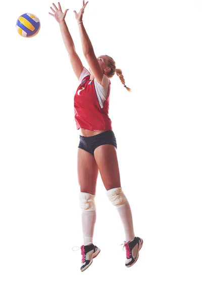 Volley-ball femme saut et coup de pied — Photo