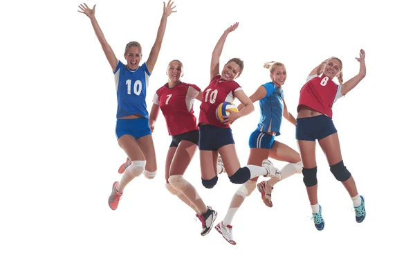 Girls playing volleyball indoor — Stock Photo, Image