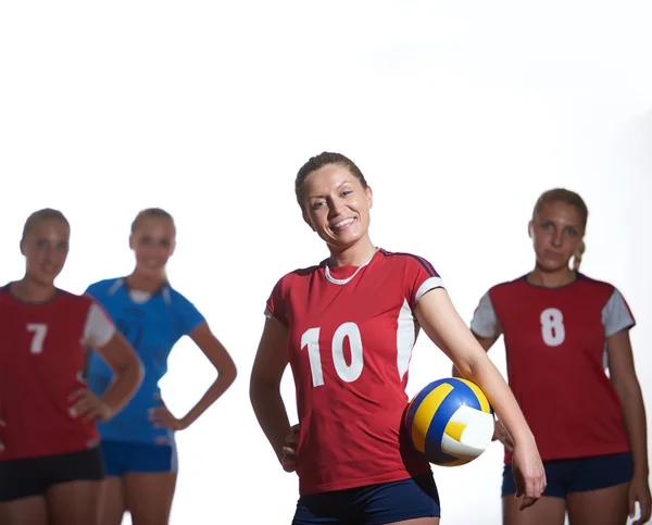 Ragazze che giocano a pallavolo al coperto — Foto Stock