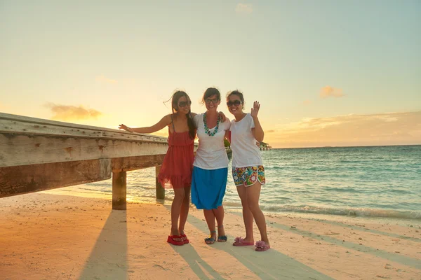 아름 다운 해변에서 친구의 그룹 — 스톡 사진