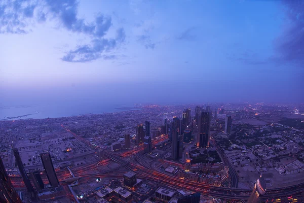 Panoramę Dubaju noc — Zdjęcie stockowe