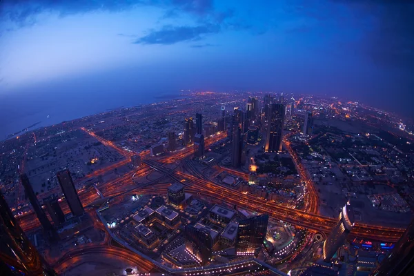Dubai skyline noite — Fotografia de Stock