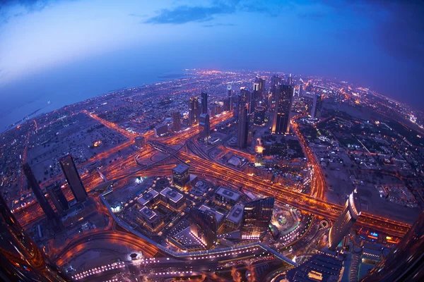 Panoramę Dubaju noc — Zdjęcie stockowe