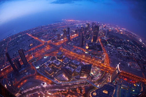 Panoramę Dubaju noc — Zdjęcie stockowe